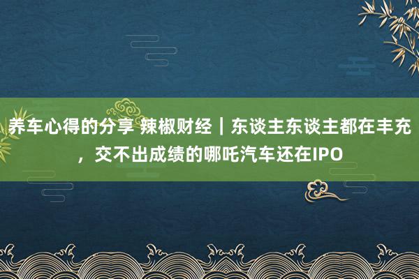 养车心得的分享 辣椒财经｜东谈主东谈主都在丰充，交不出成绩的哪吒汽车还在IPO