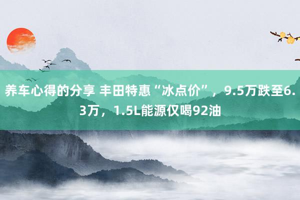 养车心得的分享 丰田特惠“冰点价”，9.5万跌至6.3万，1.5L能源仅喝92油