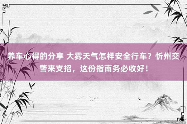 养车心得的分享 大雾天气怎样安全行车？忻州交警来支招，这份指南务必收好！