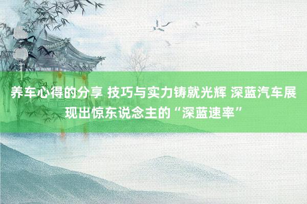 养车心得的分享 技巧与实力铸就光辉 深蓝汽车展现出惊东说念主的“深蓝速率”