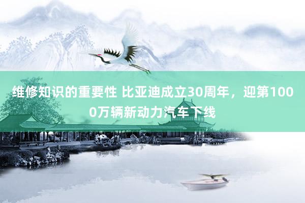 维修知识的重要性 比亚迪成立30周年，迎第1000万辆新动力汽车下线