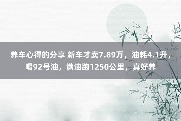 养车心得的分享 新车才卖7.89万，油耗4.1升，喝92号油，满油跑1250公里，真好养