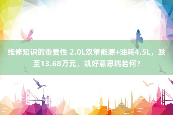 维修知识的重要性 2.0L双擎能源+油耗4.5L，跌至13.68万元，凯好意思瑞若何？