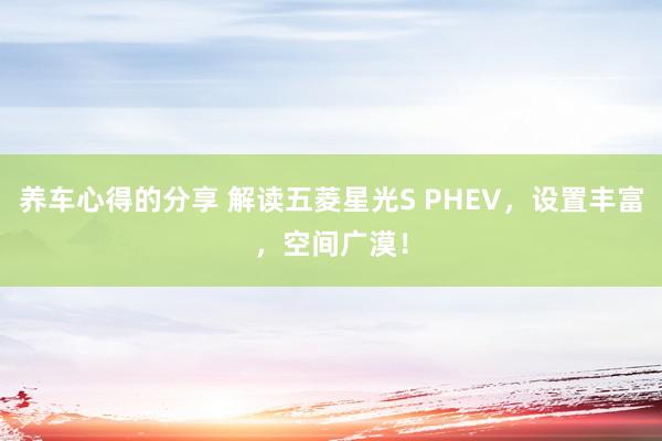 养车心得的分享 解读五菱星光S PHEV，设置丰富，空间广漠！