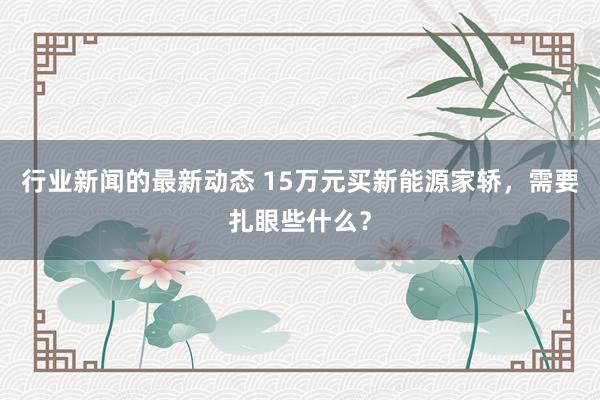 行业新闻的最新动态 15万元买新能源家轿，需要扎眼些什么？