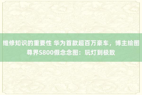 维修知识的重要性 华为首款超百万豪车，博主绘图尊界S800假念念图：玩灯到极致