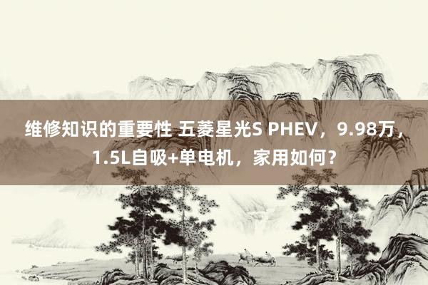 维修知识的重要性 五菱星光S PHEV，9.98万，1.5L自吸+单电机，家用如何？