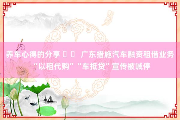 养车心得的分享 		 广东措施汽车融资租借业务 “以租代购”“车抵贷”宣传被喊停