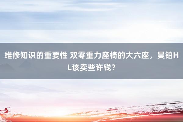 维修知识的重要性 双零重力座椅的大六座，昊铂HL该卖些许钱？