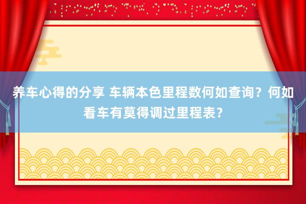 养车心得的分享 车辆本色里程数何如查询？何如看车有莫得调过里程表？