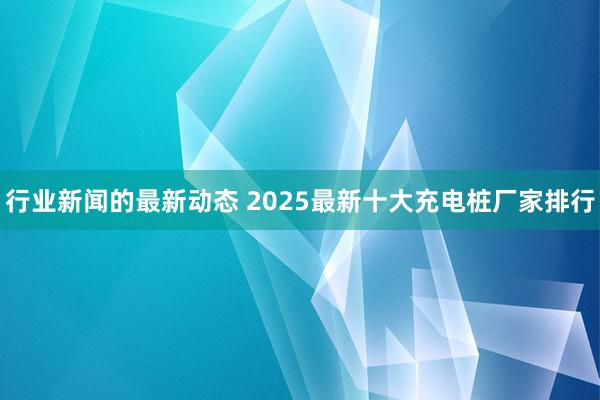 行业新闻的最新动态 2025最新十大充电桩厂家排行