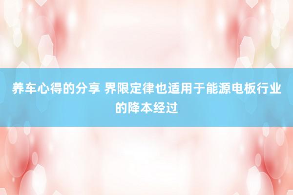 养车心得的分享 界限定律也适用于能源电板行业的降本经过