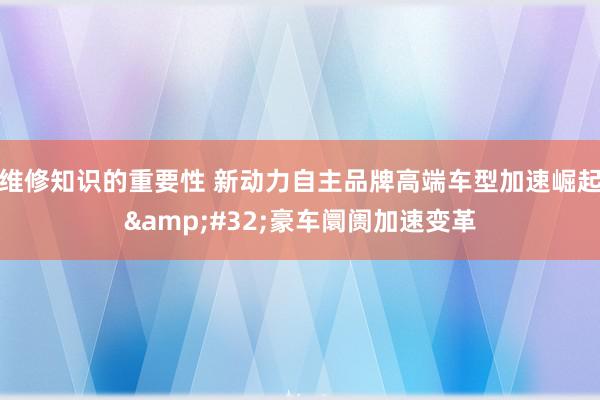 维修知识的重要性 新动力自主品牌高端车型加速崛起&#32;豪车阛阓加速变革