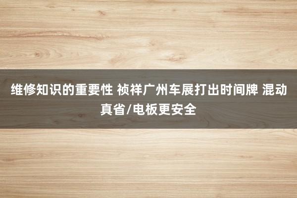 维修知识的重要性 祯祥广州车展打出时间牌 混动真省/电板更安全