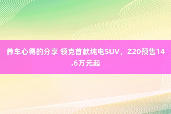 养车心得的分享 领克首款纯电SUV，Z20预售14.6万元起