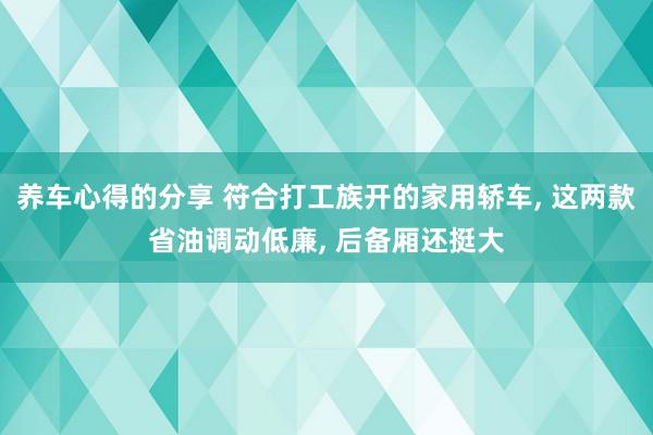 养车心得的分享 符合打工族开的家用轿车, 这两款省油调动低廉, 后备厢还挺大