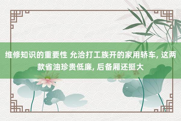 维修知识的重要性 允洽打工族开的家用轿车, 这两款省油珍贵低廉, 后备厢还挺大