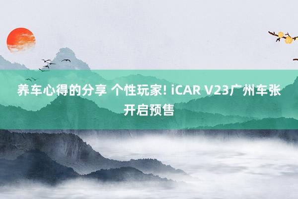 养车心得的分享 个性玩家! iCAR V23广州车张开启预售