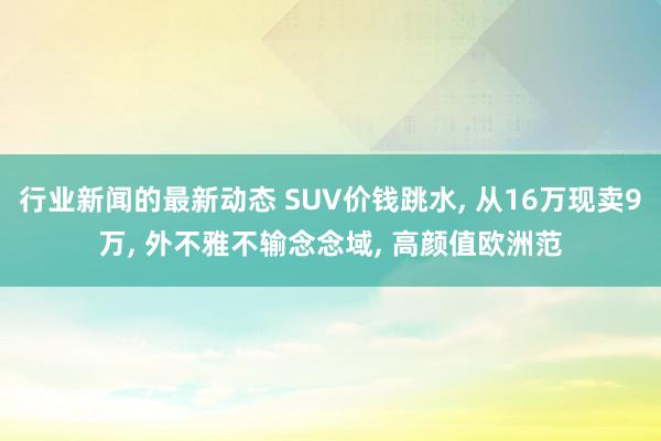 行业新闻的最新动态 SUV价钱跳水, 从16万现卖9万, 外不雅不输念念域, 高颜值欧洲范