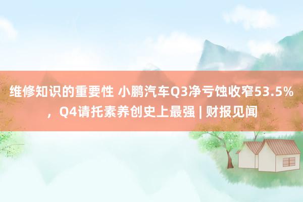 维修知识的重要性 小鹏汽车Q3净亏蚀收窄53.5%，Q4请托素养创史上最强 | 财报见闻