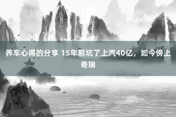 养车心得的分享 15年前坑了上汽40亿，如今傍上奇瑞