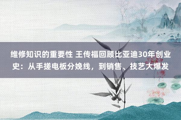 维修知识的重要性 王传福回顾比亚迪30年创业史：从手搓电板分娩线，到销售、技艺大爆发