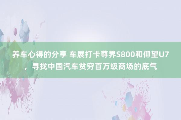 养车心得的分享 车展打卡尊界S800和仰望U7，寻找中国汽车贫穷百万级商场的底气