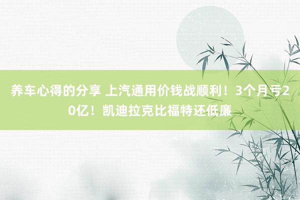 养车心得的分享 上汽通用价钱战顺利！3个月亏20亿！凯迪拉克比福特还低廉