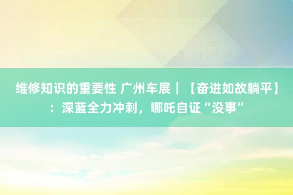 维修知识的重要性 广州车展｜【奋进如故躺平】：深蓝全力冲刺，哪吒自证“没事”