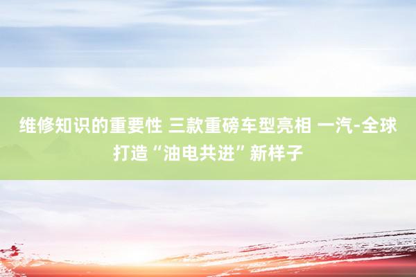 维修知识的重要性 三款重磅车型亮相 一汽-全球打造“油电共进”新样子