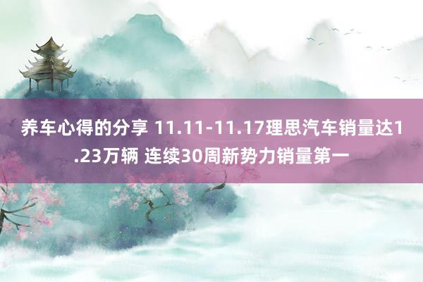 养车心得的分享 11.11-11.17理思汽车销量达1.23万辆 连续30周新势力销量第一