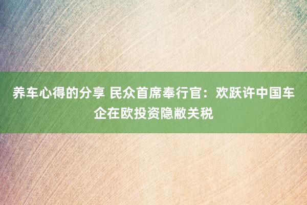 养车心得的分享 民众首席奉行官：欢跃许中国车企在欧投资隐敝关税