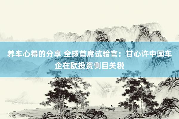 养车心得的分享 全球首席试验官：甘心许中国车企在欧投资侧目关税