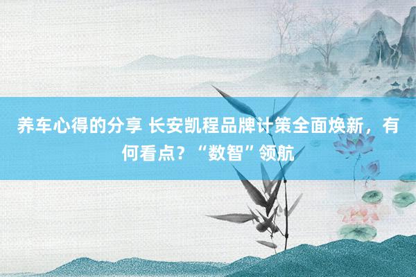 养车心得的分享 长安凯程品牌计策全面焕新，有何看点？“数智”领航